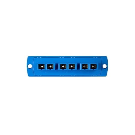 Leviton SC DUPLEX SM PLATE WITH THREE, COUPLERS OS2 BLUE CERAMIC, SLEEVE 6 FIBER 506932